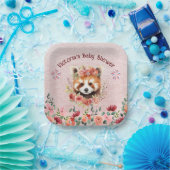 Schattig Baby Red Panda Beer Baby shower Papieren Bordje (Feest)
