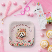 Schattig Baby Red Panda Beer Baby shower Papieren Bordje (Feest)