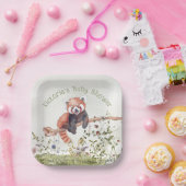 Schattig Baby Red Panda Beer Baby shower Papieren Bordje (Feest)