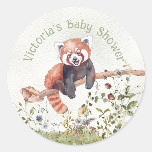 Schattig Baby Red Panda Beer Baby shower Ronde Sticker (Voorkant)