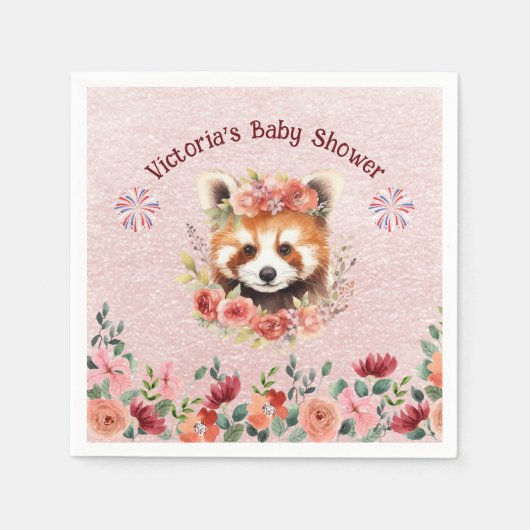 Schattig Baby Red Panda Beer Baby shower Servet (Voorkant)