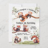 Schattig Baby Red Panda Beer Verjaardagsfeestje Kaart (Voorkant)