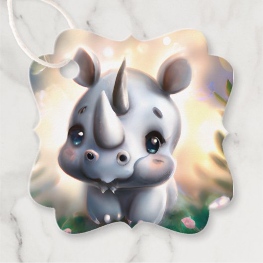 Schattig Baby Rhino Gift Label (Voorkant)