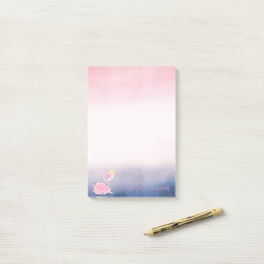 Schattig Baby Roze Flamingo Floral Post-it® Notes (Op bureau)