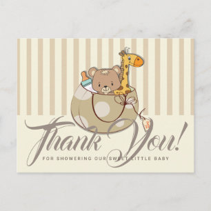 Schattig Baby shower babydieren Hartelijk dank Briefkaart