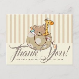 Schattig Baby shower babydieren Hartelijk dank Briefkaart