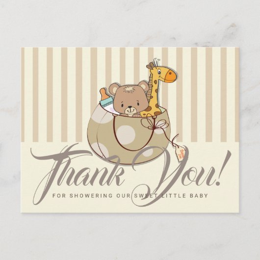 Schattig Baby shower babydieren Hartelijk dank Briefkaart (Voorkant)