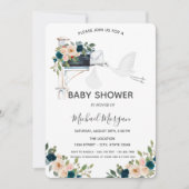 Schattig Baby shower Blauwe bloemen van de Brieven Kaart (Voorkant)