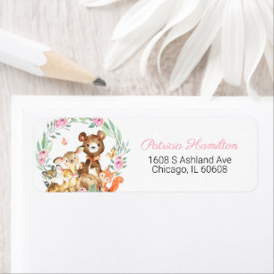 Schattig Baby shower Bosbouwdieren Etiket