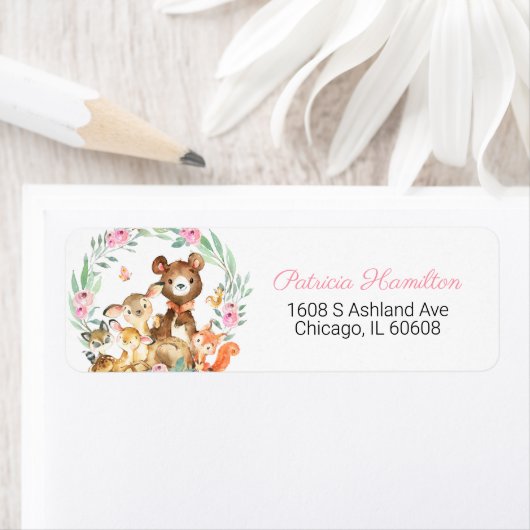 Schattig Baby shower Bosbouwdieren Etiket (Insitu)