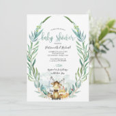Schattig Baby shower Bosbouwdieren Kaart (Staand voorkant)