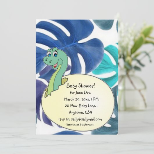 Schattig Baby shower Dinosaur Aankondiging (Staand voorkant)