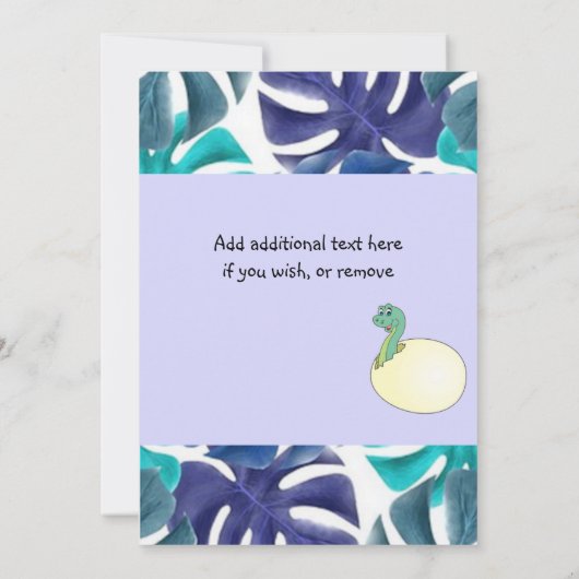 Schattig Baby shower Dinosaur Aankondiging (Achterkant)