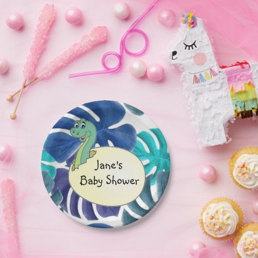 Schattig Baby shower Dinosaur Papieren Bordje (Feest)
