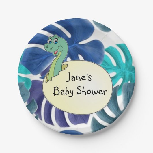 Schattig Baby shower Dinosaur Papieren Bordje (Voorkant)
