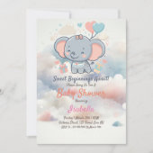 Schattig Baby shower Invitation met Dreamy Clouds Kaart (Voorkant)