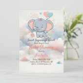 Schattig Baby shower Invitation met Dreamy Clouds Kaart (Staand voorkant)