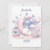 Schattig Baby shower Invitation met Dreamy Clouds Kaart (Achterkant)
