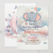 Schattig Baby shower Invitation met Dreamy Clouds Kaart (Voorkant / Achterkant)