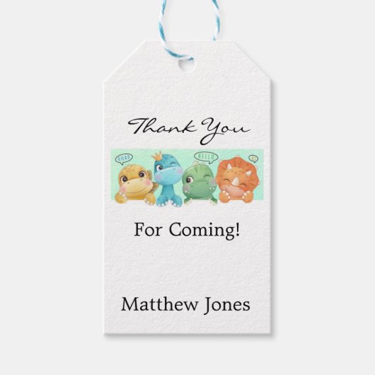 Schattig Baby shower Kleine Dinosaur Hartelijk dan Cadeaulabel (Voorkant)