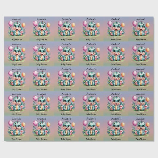 Schattig Baby shower Little Dinosaur Cadeaupapier (Vlak)