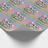 Schattig Baby shower Little Dinosaur Cadeaupapier (Hoek)