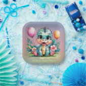 Schattig Baby shower Little Dinosaur Papieren Bordje (Feest)
