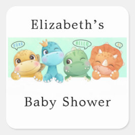 Schattig Baby shower Little Dinosaur Vierkante Sticker