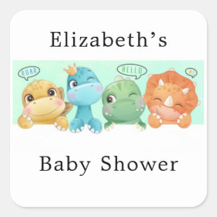 Schattig Baby shower Little Dinosaur Vierkante Sticker