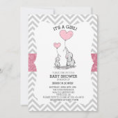 Schattig Baby shower mamma & Baby roze olifanten Kaart (Voorkant)