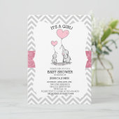 Schattig Baby shower mamma & Baby roze olifanten Kaart (Staand voorkant)