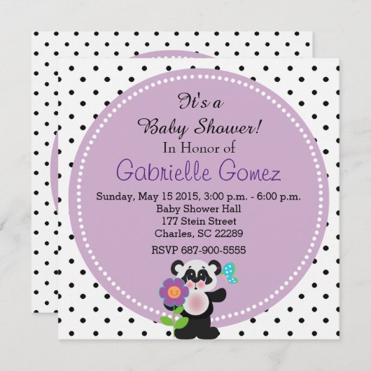 Schattig Baby shower of Verjaardag Custom Panda Be Kaart (Voorkant / Achterkant)