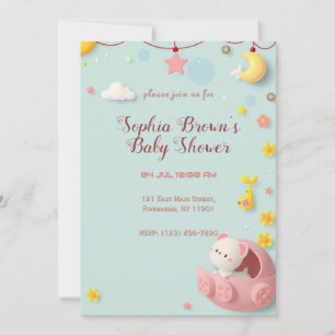 Schattig Baby shower Ontwerp met Schattigee Cartoo Kaart