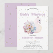 Schattig Baby shower Swan Stars Flowers Kaart (Voorkant / Achterkant)