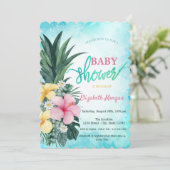 Schattig Baby shower van ananas Tropische Bloemen Kaart (Staand voorkant)