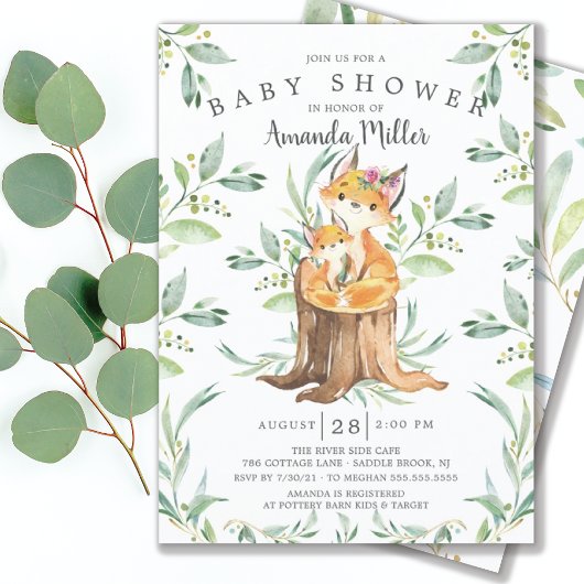 Schattig Baby shower van Baby Fox en mam Kaart