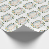 Schattig Baby shower van neonblauw Floral Cadeaupapier (Hoek)