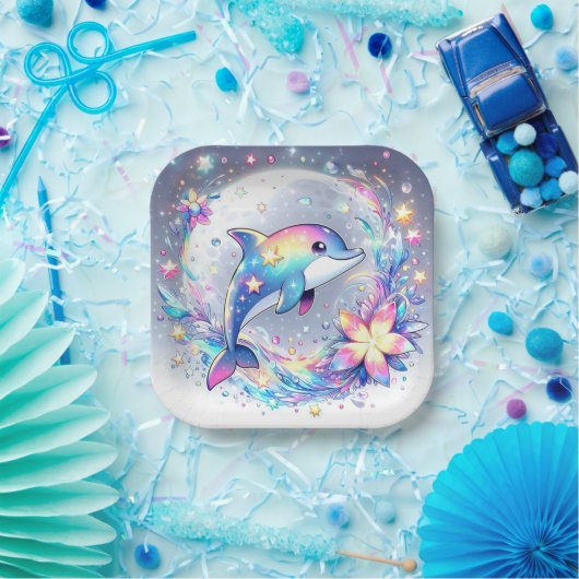 Schattig Baby shower van pasteldolfijnen Papieren Bordje (Feest)