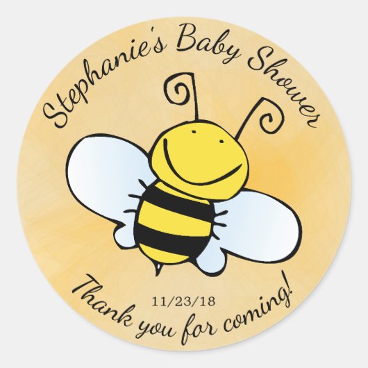 Schattig Baby shower voor bijen Ronde Sticker (Voorkant)