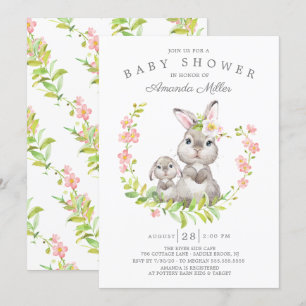 Schattig Baby shower voor mama en Baby Bunny Girls Kaart