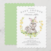 Schattig Baby shower voor moeder en Baby Bunny Kaart (Voorkant / Achterkant)