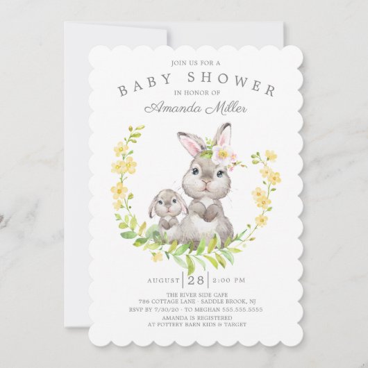Schattig Baby shower voor moeder en Baby Bunny Kaart (Voorkant)