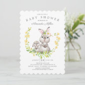 Schattig Baby shower voor moeder en Baby Bunny Kaart (Staand voorkant)