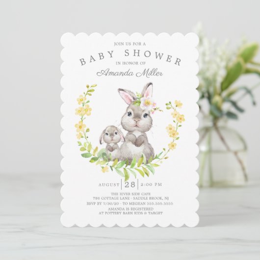 Schattig Baby shower voor moeder en Baby Bunny Kaart (Staand voorkant)