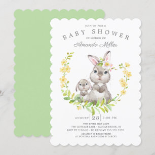Schattig Baby shower voor moeder en Baby Bunny Kaart
