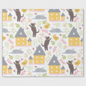 Schattig baby shower voor puppy en vogel cadeaupapier (Vlak)