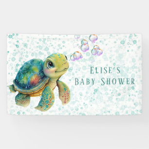 Schattig Baby shower voor schildpadden en bubbels Spandoek