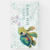 Schattig Baby shower voor schildpadden en bubbels Spandoek (Verticaal)
