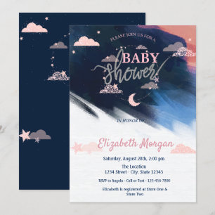 Schattig Baby shower voor sterren en wolken Kaart