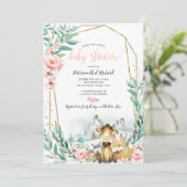 Schattig Baby shower Woodland Floral Greenery Kaart (Staand voorkant)